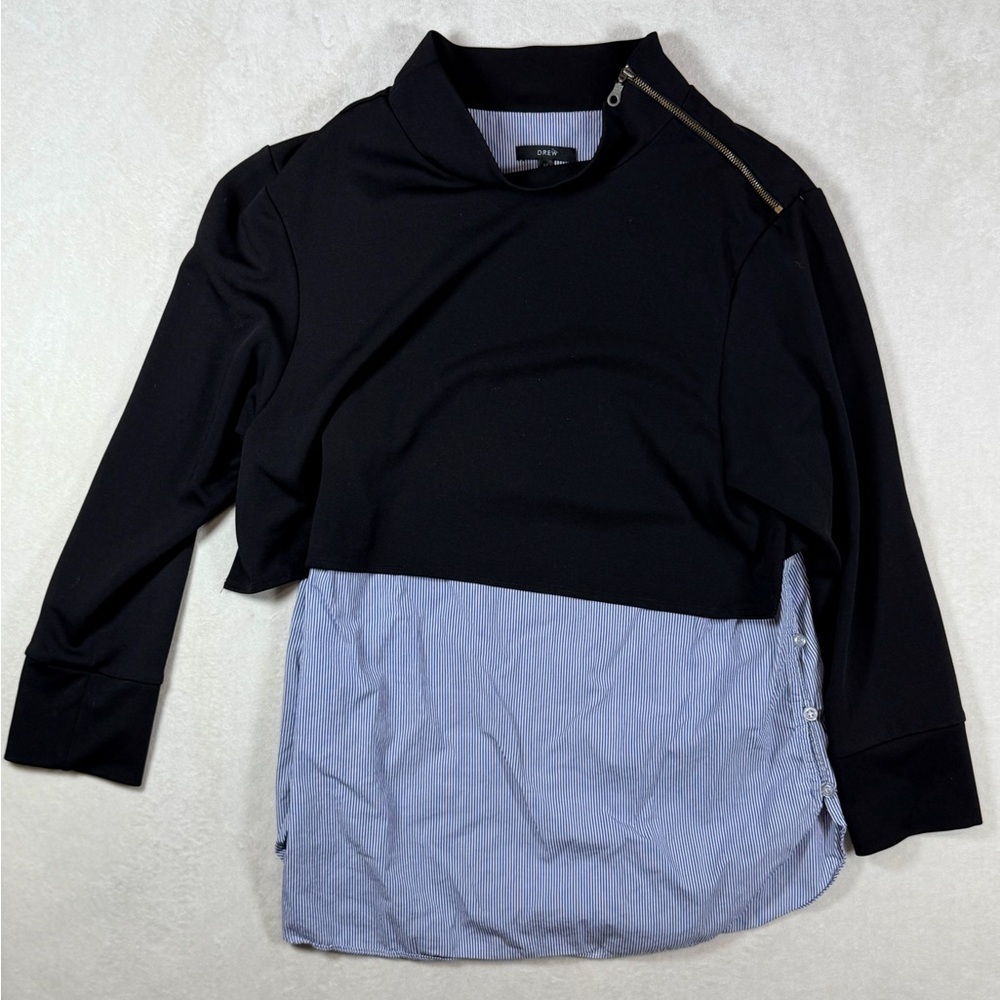 DREW M Sky Titus Combo Shirt Womens Large Black 2 in 1 Layered Pullover New Tags
